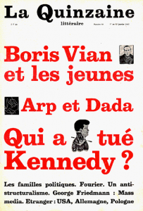La Quinzaine Littéraire, nº19, 01 janvier 1967 (couverture et maquette Pierre Bernard).