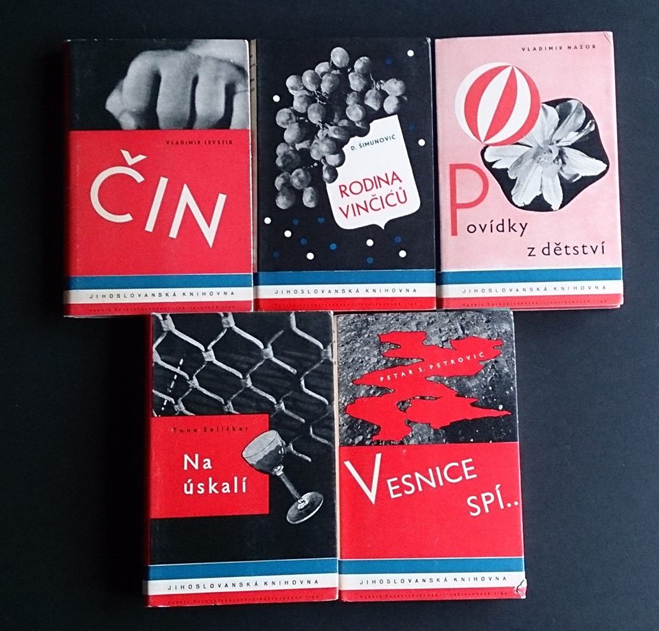 Jihoslovanská Knihovna
Published by L. Mazác, Prague, Czechoslovakia, 1938
First Edition
Hardback with pictorial dust jackets
Size appox. 21.5 x 14 cm From the scarce ten-volume Jihoslovanská Knihovna (South Slavic Library) series All bookjackets from the series designed by the Devetsil artist-designer FrantiÅ¡ek Muzika. The individual authors/book titles are as follows: 1. Vladimir Levstik: Cin. - 2. Dinko Simunovic: Rodina Vincicu. - 3. Vladimir Nazor: Povidky z detstvÃ. - 4. Tone Seliskar: Na úskali. - 5. Petar S.Petrovic: Vesnice spÃ. - 6. Miroslav Krleza: Návrat Filipa Latinovicze. - 7. Ivo Andric: Mara milostnice. - 8. Veljko Petrovic: Zapálené obilÃ. - 9. Dragisa Vasic: Bubenic Resimic. - 10. Jus Kozak: Bilý modrÃn.