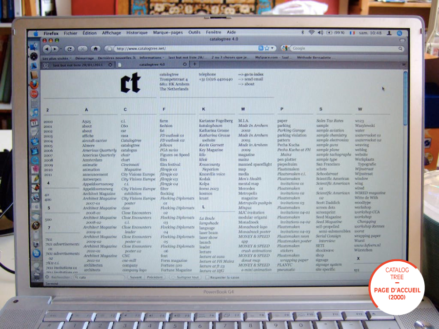Catalogtree, page d’accueil, 2000