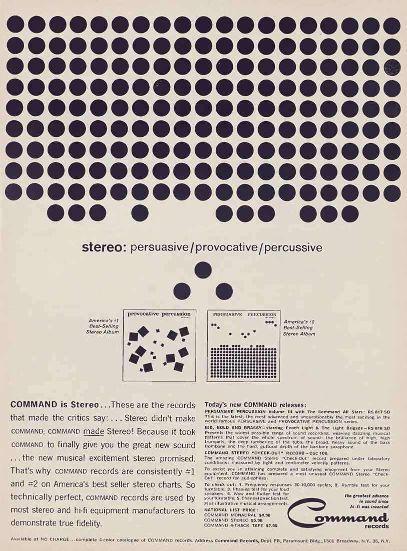 Publicité The Command, 1959, d’après un visuel de Josef Albers pour les pochettes du label