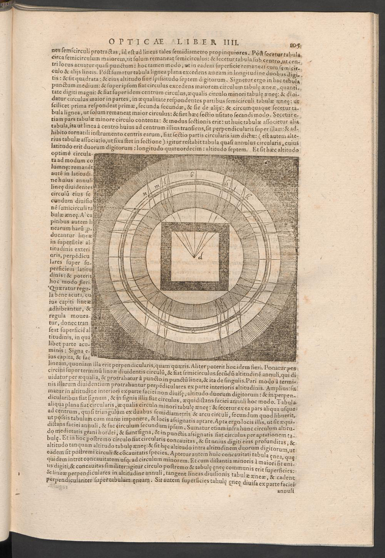 Alhazeni, Opticae Thesaurus (1015-1021), Basilae, 1572, p. 105 © ETH Bibliothek, Zürich