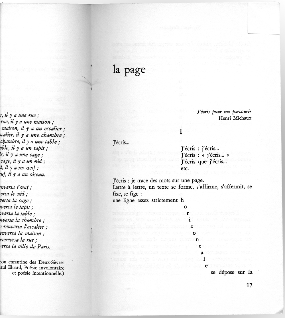 Georges Perec, Espèces d’espaces, Galilée, Paris, 1974, p. 17
